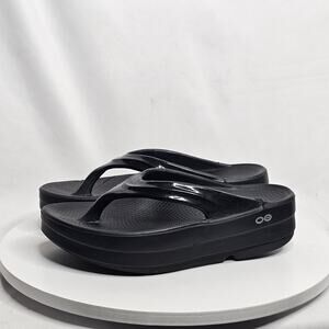 Oofos OOmega OOlala Luxe Women's Size 6 Flip Flop Thong Recovery Sandals Black